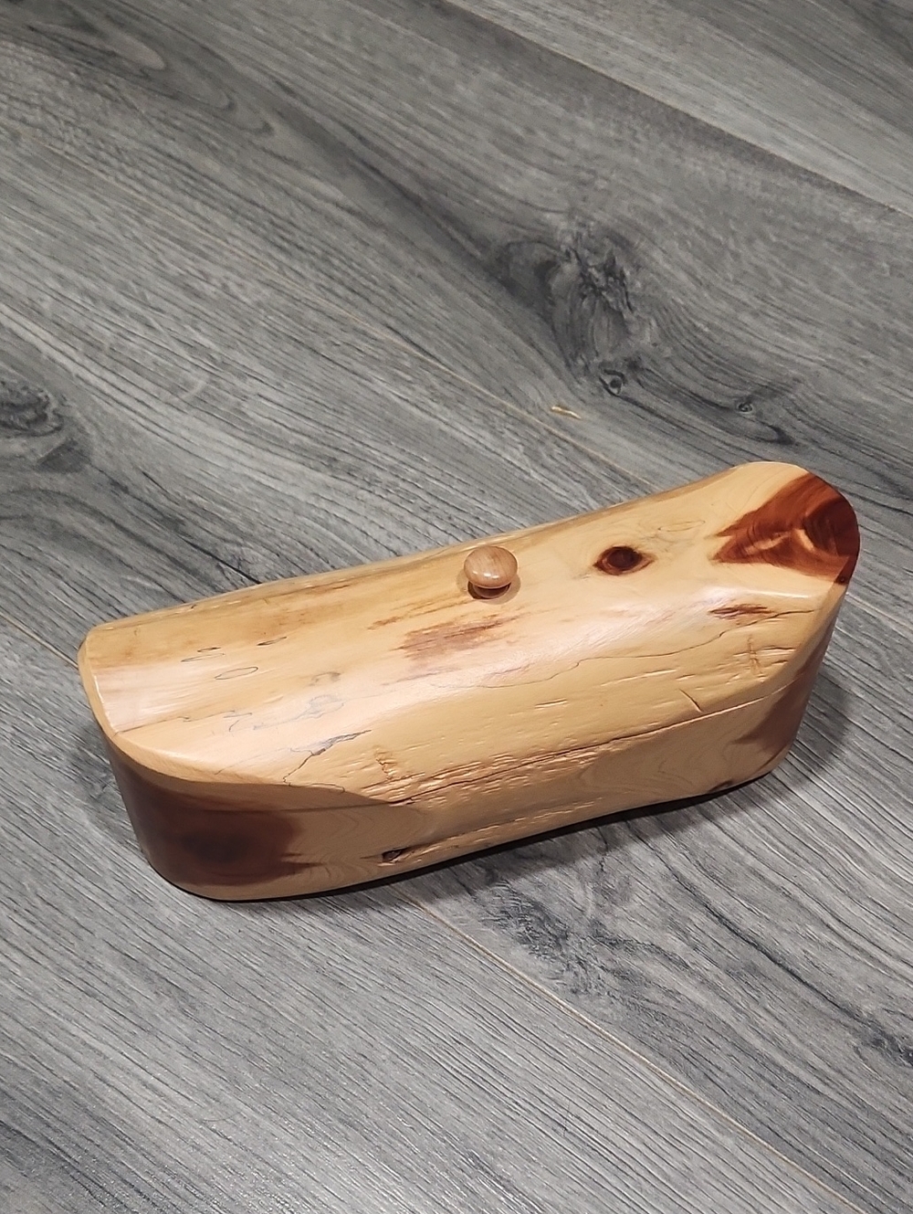 Hand Crafted Natural Wood Jewelry or Trinket Box with Brown Accents